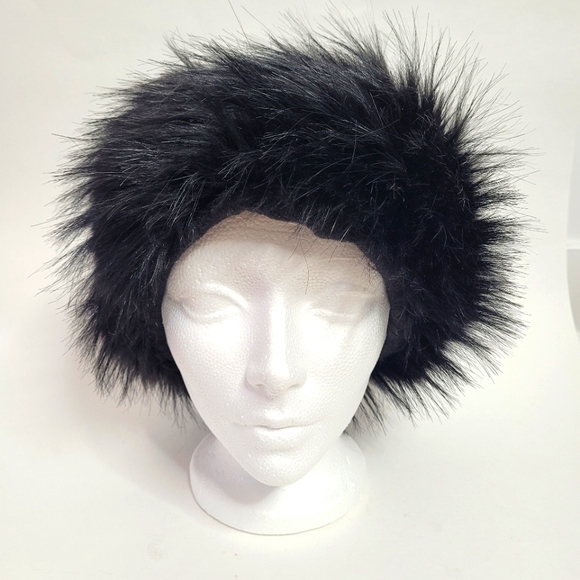Black faux fur head warmer - Picture 1 of 7